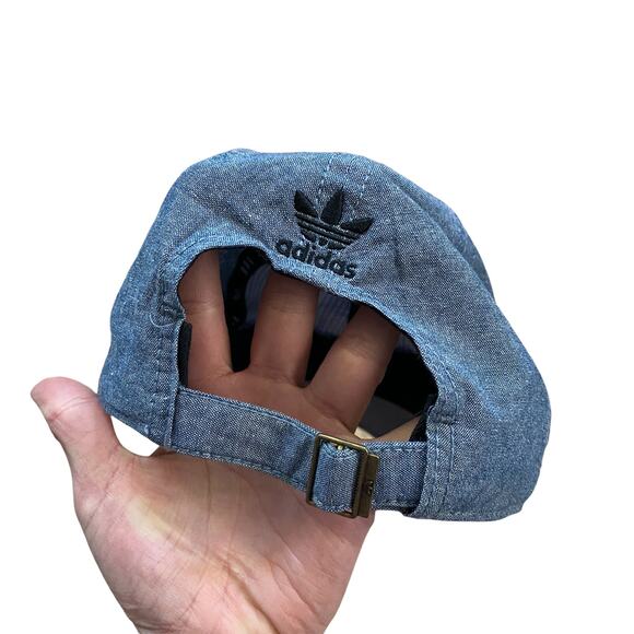 adidas Washed Denim Dad Hat Black Trefoil Logo Unisex Adjustable - Picture 3 of 4